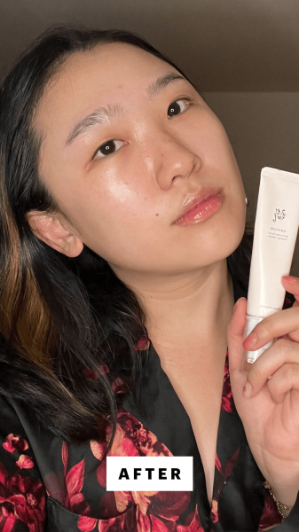 Han after applying the Beauty of Joseon Revive Eye Cream Ginseng  Retinal