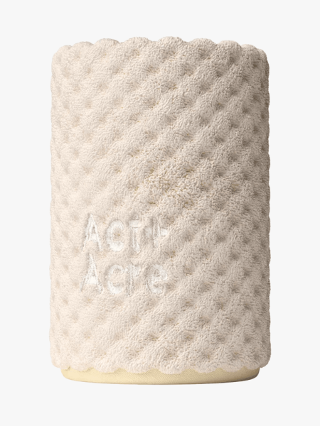 Act+Acre Microfiber Hair Towel in branded component on a light gray background